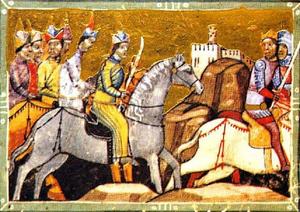 IV. Béla menekülése a tatárok elől a Képes Krónika miniatúráján